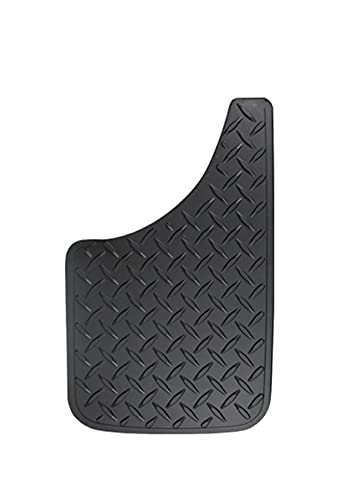 Plasticolor 000529R01 Black Diamond Plate Style Easy Fit Mud Guard -15 x 9 inch -Set of 2