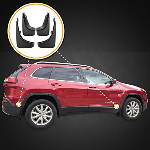 Red Hound Auto Custom Molded Mud Flaps Compatible with Jeep 2014-2018 Cherokee Mud Guards Splash Protectors Front & Rear 4pc Set