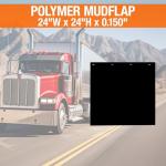 Buyers Products, 2 Pack, Super Durable Black Polymer Mudflaps 24x24 Inch, RC24PPB