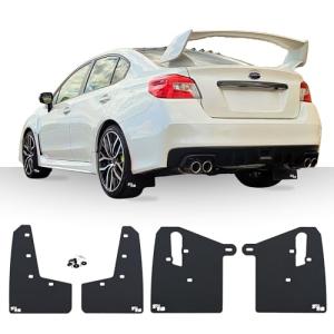 RokBlokz Mud Flaps for 2015-2021 Subaru WRX STI - Multiple Colors Available - Includes All Mounting Hardware (Black with White Logo, Original)