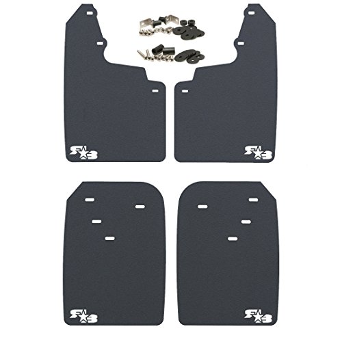 RokBlokz Mud Flaps for Toyota Tacoma - Fits 2016+ Model Years - Multiple Colors Available - Set of 4 - Includes Hardware and Detailed Instructions (Regular, Black with White Logo)
