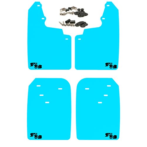 RokBlokz Mud Flaps for Toyota Tacoma - Fits 2016+ Model Years - Multiple Colors Available - Set of 4 - Includes Hardware and Detailed Instructions (Extra Large, Bright Blue with Black Logo)