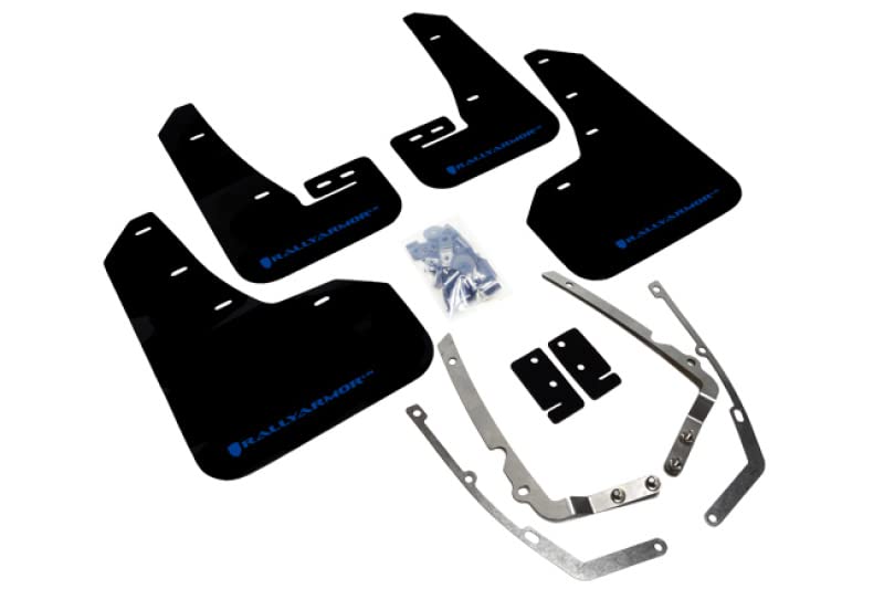 Rally Armor MF37-UR-BLK/BL Black, Blue Mud Flap with Logo (2015+ VW Golf/GTI/TSI UR), 1 Pack