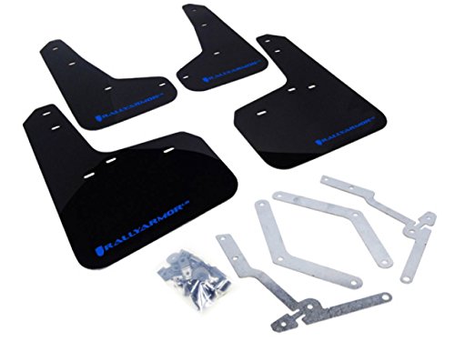 Rally Armor MF27-UR-BLK/BL Black, Blue Mud Flap with Logo (13+ Ford Focus ST), 1 Pack
