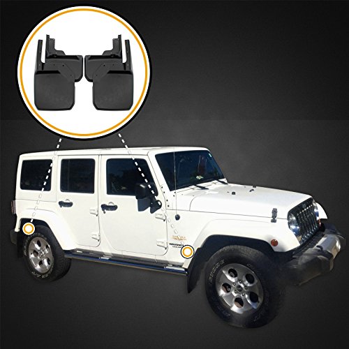 Red Hound Auto Premium Heavy Duty Molded 2007-2018 Compatible with Jeep Wrangler JK JKU Mud Flaps Guards Splash Flares Front Rear 4pc Set