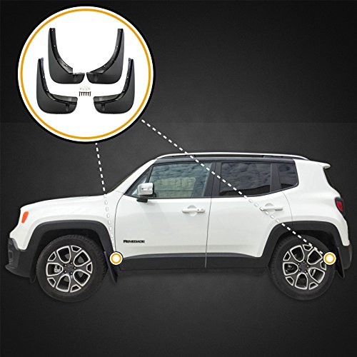 Red Hound Auto Premium Heavy Duty Molded 2015-2020 Compatible with Jeep Renegade Mud Flaps Guards Splash Front & Rear Full 4pc Set