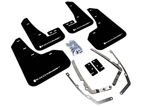 Rally Armor MF37-UR-BLK/WH Black, White Mud Flap with Logo (2015+ VW Golf/GTI/TSI UR), 1 Pack