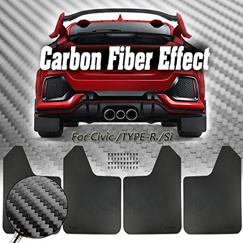 XUKEY Sporty Mud Flaps For Honda Civic/Type R/Si Sedan/Hatchback/Coupe Mudflaps Splash Guards Mudguards Carbon Fiber Effect SET-4PCS