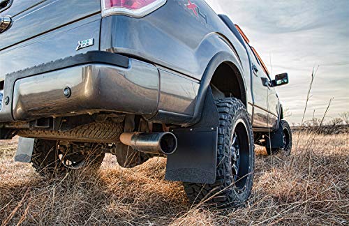 Husky Liners Mud Flaps | Kick Back Mud Flaps 14" Wide - Black Top and Black Weight - Black | 17112 | Fits Chevrolet Silverado, Ford F-150, Dodge Ram, Toyota Tocoma/Tundra 2 Pcs
