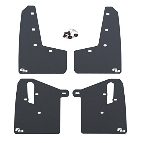 RokBlokz Mud Flaps for 2015-2021 Subaru WRX STI - Multiple Colors Available - Includes All Mounting Hardware (Black with White Logo, Short)