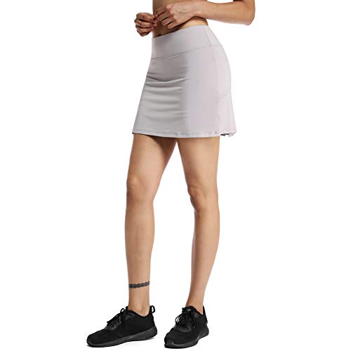 Ultrafun Women's Active Tennis Golf Skort Pleated Athletic Sports Running Skirt with Pockets and Shorts (Grey, Small)