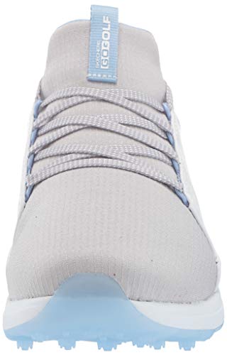 Skechers Women's Max Mojo Spikeless Golf Shoe, White/Gray/Blue, 8.0 M US