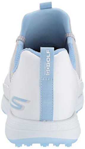Skechers Women's Max Mojo Spikeless Golf Shoe, White/Gray/Blue, 8.0 M US