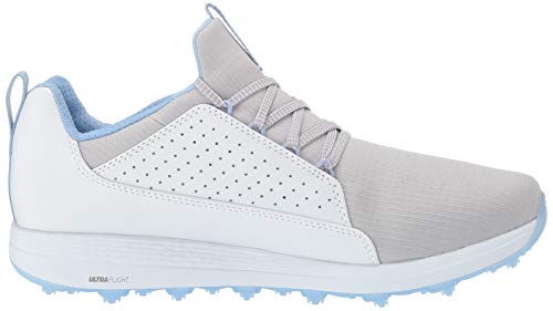 Skechers Women's Max Mojo Spikeless Golf Shoe, White/Gray/Blue, 8.0 M US