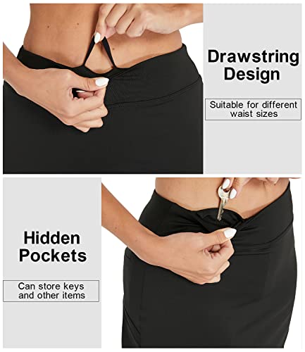 Cityoung Womens Athletic Pleated Golf Skirts with Pockets Tennis Skirt High Waisted with Shorts Running Workout Black M