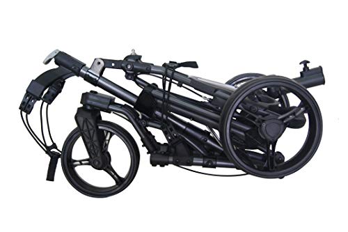 Qwik-Fold 360 Swivel 3 Wheel Push Pull Golf CART - 360* Rotating Front Wheel - ONE Second to Open & Close! (Charcoal/Black)