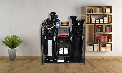 JEF WORLD OF GOLF Golf, Gifts, & Gallery 457 Metal Golf Bag Organizer, Black Double
