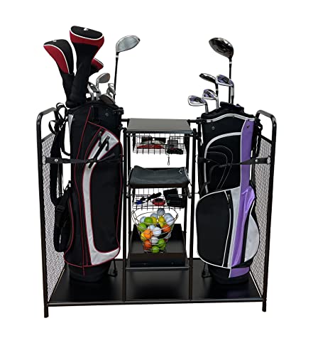 JEF WORLD OF GOLF Golf, Gifts, & Gallery 457 Metal Golf Bag Organizer, Black Double