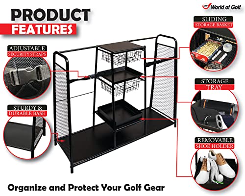 JEF WORLD OF GOLF Golf, Gifts, & Gallery 457 Metal Golf Bag Organizer, Black Double