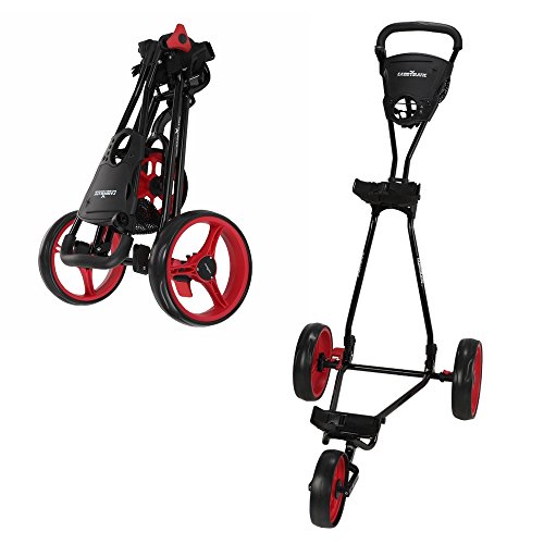 Caddymatic Continental 3 Wheel Folding Golf Club Push/Pull Cart Black/Red