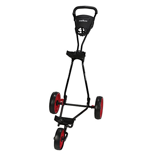 Caddymatic Continental 3 Wheel Folding Golf Club Push/Pull Cart Black/Red