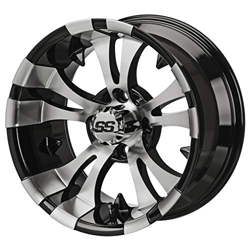 14" VAMPIRE Machined/Black Aluminum Wheels and 23x10-14" DOT All Terrain Golf Cart Tires Combo - Set of 4