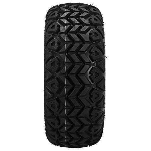 14" VAMPIRE Machined/Black Aluminum Wheels and 23x10-14" DOT All Terrain Golf Cart Tires Combo - Set of 4