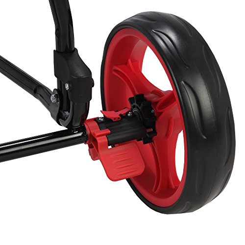 Caddymatic Continental 3 Wheel Folding Golf Club Push/Pull Cart Black/Red