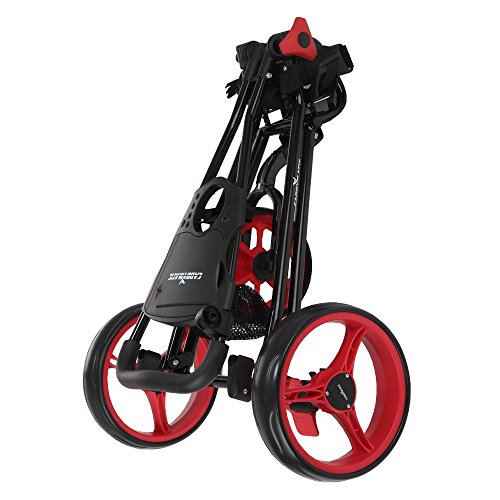 Caddymatic Continental 3 Wheel Folding Golf Club Push/Pull Cart Black/Red