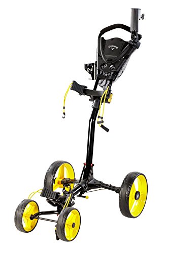 Callaway Trek 4-Wheel Compact Golf Club Push Cart, Black/Yellow