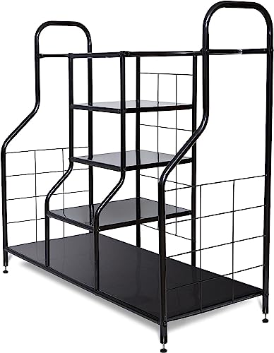 Morvat Golf Organizer Extra Large Double Metal Black Stand Perfect Way to Store & Organize Your Golfing Bags, Clubs, Balls, Gadgets, Accessories & Equipment in Shed, Basement, and Garage
