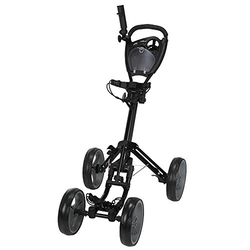 Caddymatic Golf Quad 4-Wheel Folding Golf Pull/Push Cart Black