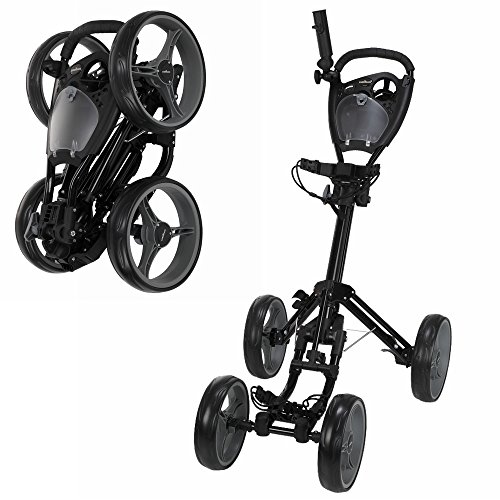 Caddymatic Golf Quad 4-Wheel Folding Golf Pull/Push Cart Black