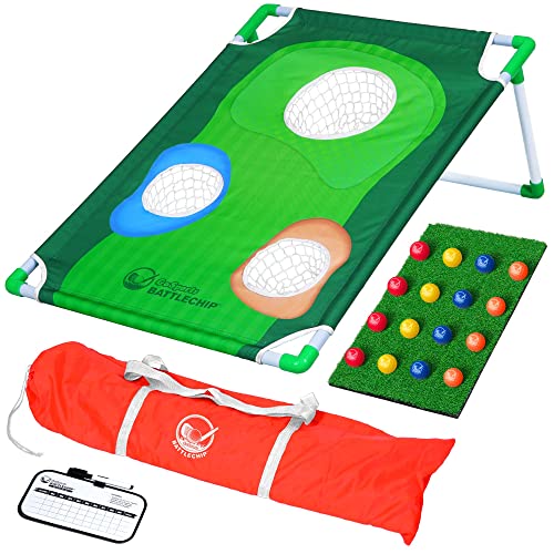 GoSports BattleChip Backyard Golf Cornhole Game - Includes Chipping Target, 16 Foam Balls, Hitting Mat and Carrying Case