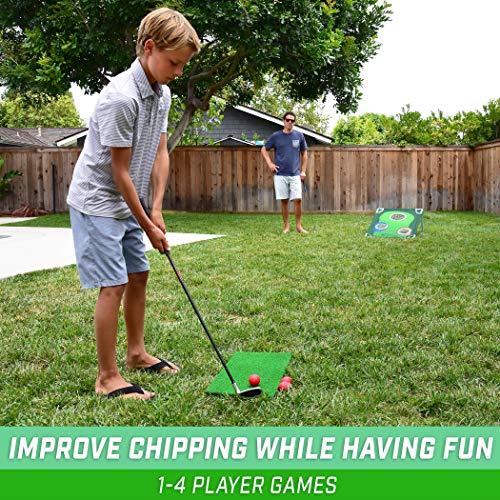 GoSports BattleChip Backyard Golf Cornhole Game - Includes Chipping Target, 16 Foam Balls, Hitting Mat and Carrying Case