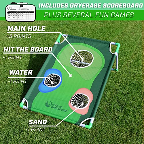 GoSports BattleChip Backyard Golf Cornhole Game - Includes Chipping Target, 16 Foam Balls, Hitting Mat and Carrying Case