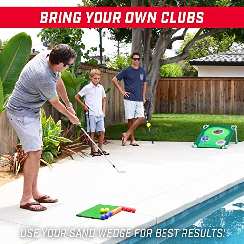 GoSports BattleChip Backyard Golf Cornhole Game - Includes Chipping Target, 16 Foam Balls, Hitting Mat and Carrying Case