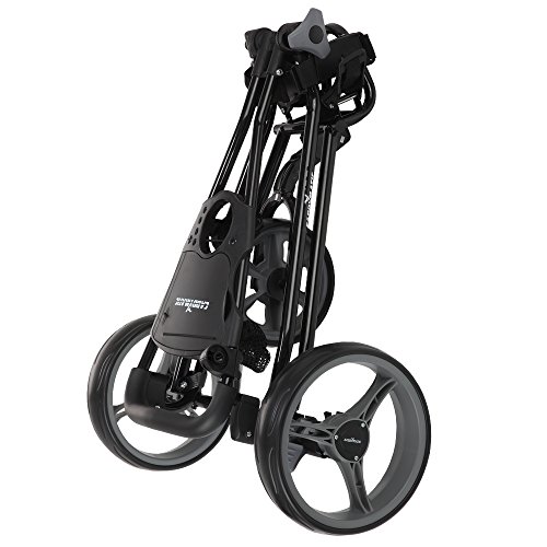 Caddymatic Golf Continental 3 Wheel Folding Golf Push/Pull Cart Black