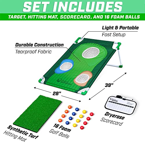 GoSports BattleChip Backyard Golf Cornhole Game - Includes Chipping Target, 16 Foam Balls, Hitting Mat and Carrying Case