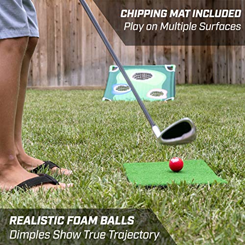 GoSports BattleChip Backyard Golf Cornhole Game - Includes Chipping Target, 16 Foam Balls, Hitting Mat and Carrying Case