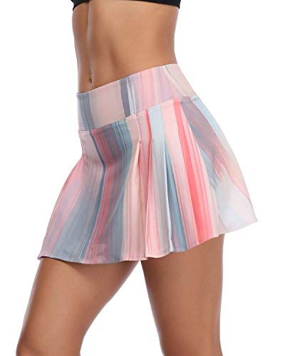 Rainbow Tree Tennis Skirts for Women Golf Skirt Tennis Skort Pleated with Side Inner Pockets Indoor Exercise,Runs Large Rainbow