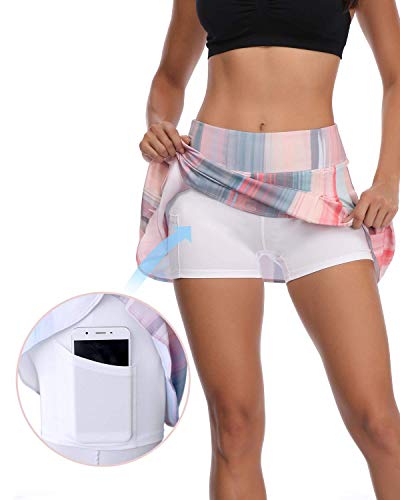 Rainbow Tree Tennis Skirts for Women Golf Skirt Tennis Skort Pleated with Side Inner Pockets Indoor Exercise,Runs Large Rainbow