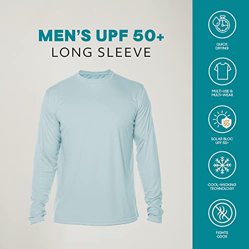 Vapor Apparel Men's Outdoor UPF 50+ Long Sleeve T-Shirt, UV Sun Protection for Fishing, Running, Hiking, M, Arctic Blue
