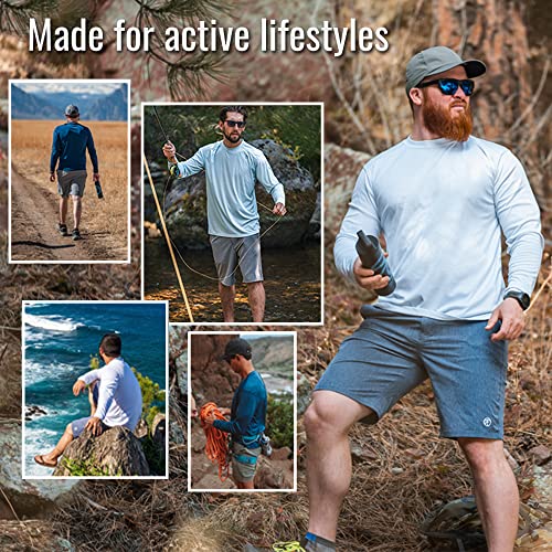 Vapor Apparel Men's Outdoor UPF 50+ Long Sleeve T-Shirt, UV Sun Protection for Fishing, Running, Hiking, M, Arctic Blue