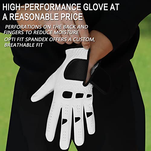 FINGER TEN Men’s Golf Glove Left Hand Right with Ball Marker Value 2 Pack, Weathersof Grip Soft Comfortable, Fit Size Small Medium ML Large XL (X-Large, Worn on Left Hand)