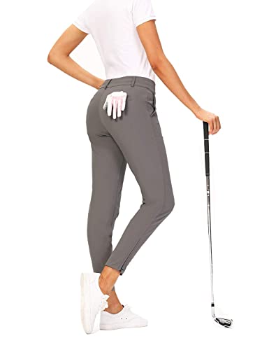 Hiverlay Womens pro Golf Pants Quick Dry Slim Lightweight Work Pants with Straight Ankle Also for Hiking or Casual Ladies，Gray-s
