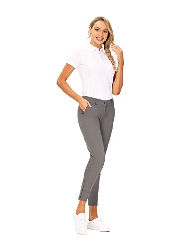 Hiverlay Womens pro Golf Pants Quick Dry Slim Lightweight Work Pants with Straight Ankle Also for Hiking or Casual Ladies，Gray-s