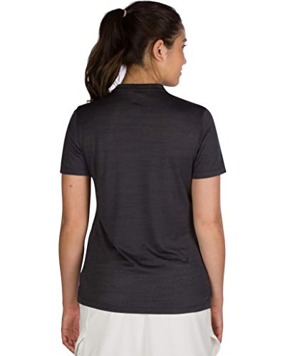 Three Sixty Six Women’s Short Sleeve Collarless Golf Polo Shirt - Dry Fit, Breathable, Compression Golf Tops Black Onyx