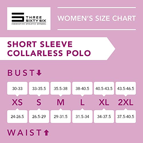 Three Sixty Six Women’s Short Sleeve Collarless Golf Polo Shirt - Dry Fit, Breathable, Compression Golf Tops Black Onyx