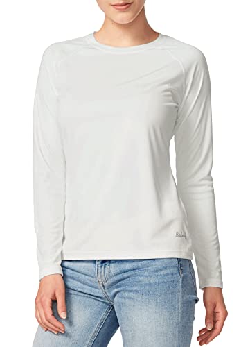 BALEAF Women's SPF Shirts Long Sleeve, Sun Protection Hiking Tops, UPF 50+ Quick Dry Rash Guard, Lightweight UV Clothing White Size L